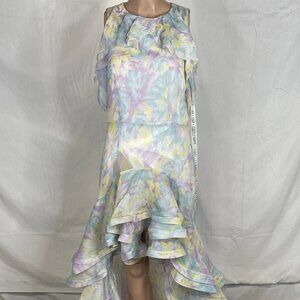 Elliatt Morgan Gown • Size L • Pastel Floral • High-Low Hem Maxi Dress